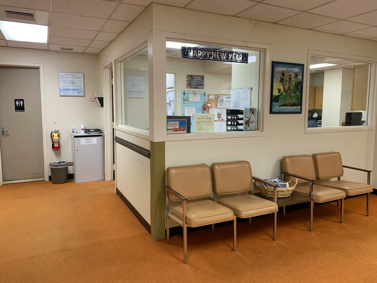 An example of a hospital reception desk.