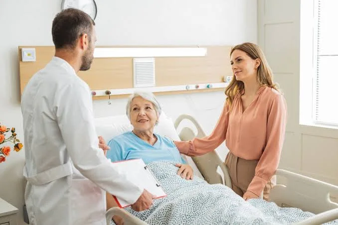 An example of a patient with someone beside them.