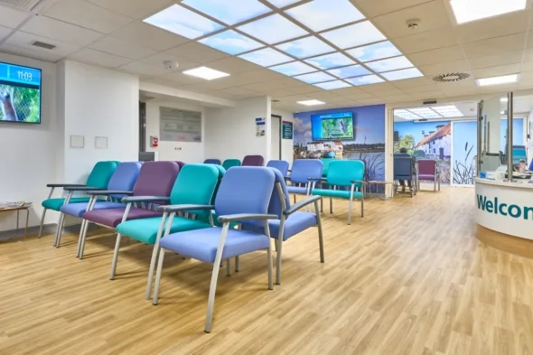 An example of chairs in a hospital waiting area.